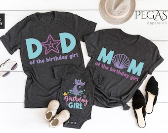 Mermaid Birthday Shirt, Mermaid Shirt, Matching Family Birthday Shirts, Birthday Girl Matching Shirts Party T-Shirt, Under The Sea Shirts,