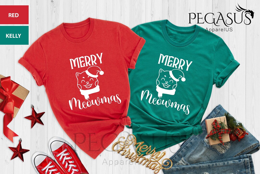 Merry Meowmas Shirt, Meowy Christmas, Cat Shirts for Women, Christmas