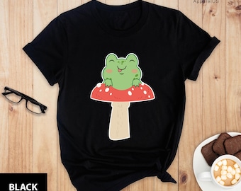 Frog Shirt, Cute Frog Shirt, Frog And Mushroom Shirt, Mushroom Shirt, Frog Lover Gifts, Frog Gift, Cute Frog Tee, Frog Lover Shirt