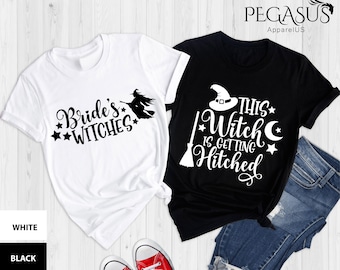 Bachelorette Party Halloween Shirts, Witch Getting Hitched, Witchy Bridal, Brides Witches Crew, Bridesmaid Fall Shirt, Fall Bridal Shirt