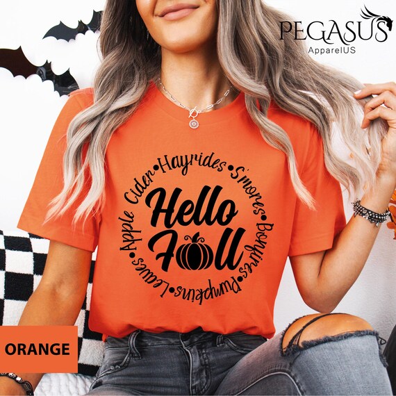 Hello Fall Shirt, Fall Shirt, Women Fall Shirts, Thanksgiving Shirt, Cute Fall Shirt, Thankful Pumpkin Shirt, Fall Leaves Shirt, Fall Tee