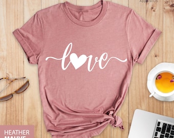 Camiseta de amor, camiseta de San Valentín, camiseta del día de San Valentín, camiseta de amor, regalo para novia, camiseta de amor, camiseta de San Valentín para mujer, lindo día de San Valentín