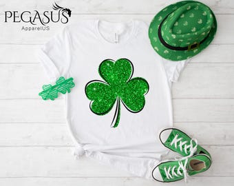 Womens St Pattys Shirt, Glitter Shamrock Tee, St Patricks Day Shirt, Womens St Paddys, Cute St Pattys Shirt, St Pattys Women Sweatshirt