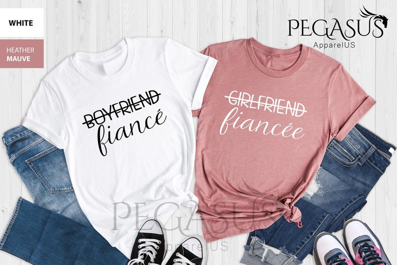 Girlfriend Fiancée - Boyfriend Fiancé Shirt, Engagement Shirts For Couples, Matching Couples Shirt, Fiancé Gift, Wedding Shower Shirts image 1
