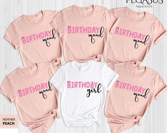 Chemise anniversaire fille, chemise d'équipe d'anniversaire, chemises de groupe de fête d'escouade d'anniversaire, chemises de groupe d'escouade d'anniversaire, chemises d'escouade d'anniversaire de femmes