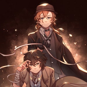 Soukoku Dazai Osamu en Chuuya Nakahara afdrukken afbeelding 1