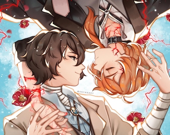 Bungou Stray Dogs Soukoku Dazai Osamu and Chuuya Nakahara Print
