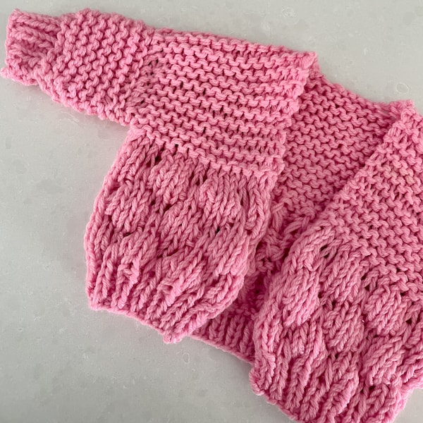 BABY CARDIGAN PATTERN | Chunky Knit Cardigan Pattern | Baby Knitting Pattern | Baby Knitted Cardigan Pattern | Straight knitting needles