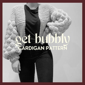 Chunky Bubble Sleeve Cardigan Pattern by Girl That Makes Chunky Knitted Jumper Pattern Intermediate Knitting Pattern Chunky Knitwear image 2