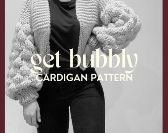 Chunky Bubble Sleeve Cardigan Pattern by Girl That Makes | Chunky Knitted Jumper Pattern | Intermediate Knitting Pattern | Chunky Knitwear