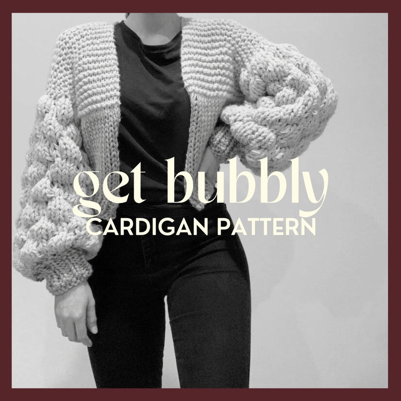 Chunky Bubble Sleeve Cardigan Pattern by Girl That Makes Chunky Knitted Jumper Pattern Intermediate Knitting Pattern Chunky Knitwear image 2