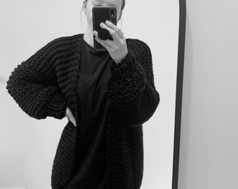 Chunky Knitted Cardigan Pattern: Beginner Oversized Knitwear (PDF Pattern)