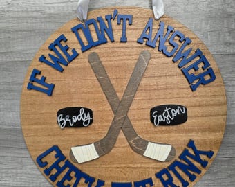 Hockey Skate Painted Wood Sign: Hockey Room Decor