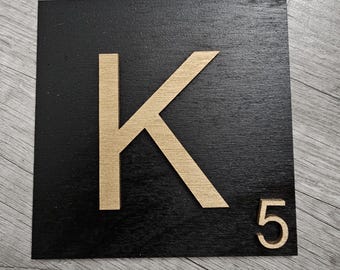 Laser Cut Wood Scrabble Wall Tiles: Personalized Family Name Art