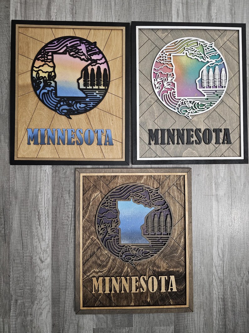 Mesota Sign Layered Wood Minnesota Sign: Custom State Art, Personalized Decor - Etsy