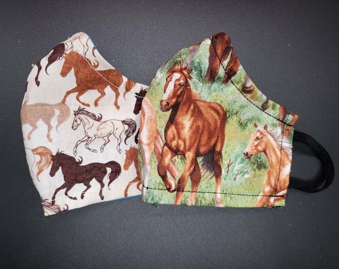 Horse Face Masks Set of 2 Animal Face Mask Wildlife Face Etsy