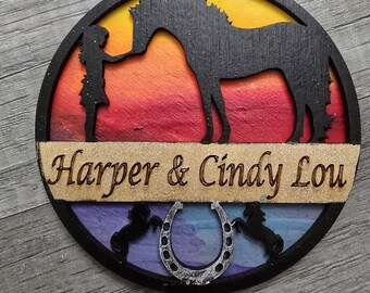 Personalized Horse Christmas Ornament: Laser Cut Wood Equestrian Gift