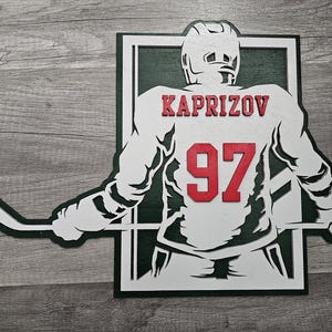 Custom Hockey Sign: Personalized Wood Tiered Tray Decor