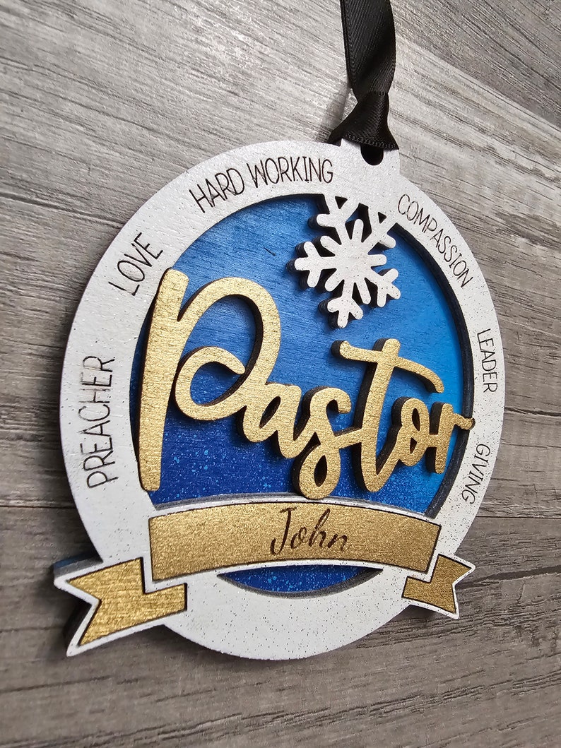 Personalized Pastor Christmas Ornament: Laser Cut Church Gift - Etsy
