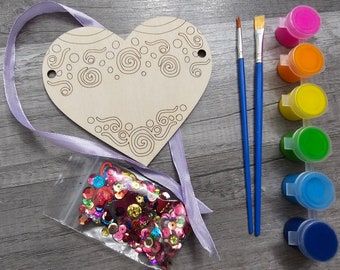 Personalized Valentine Heart Craft Kit: Kids Painting Activity