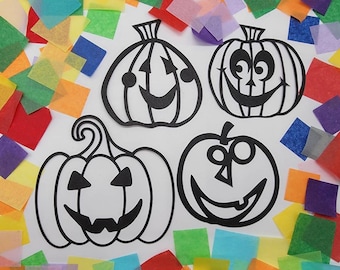 Jack-o-Lantern Suncatcher Kit: Halloween Craft, Fall Decor (Set of 4)