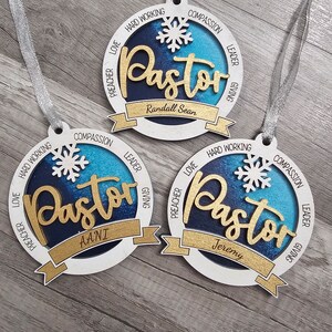 Personalized Pastor Christmas Ornament: Laser Cut Church Gift - Etsy