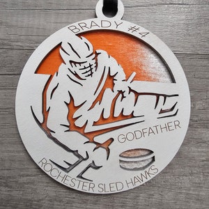 Personalized Sled Hockey Ornament, Custom Team Gift