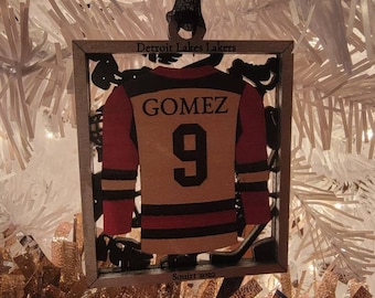 Personalized Hockey Jersey Ornament: Custom Team Colors & Name