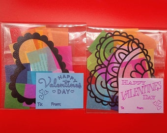 Heart Suncatcher Kit: Valentine's Day Kid Craft, Set of 2