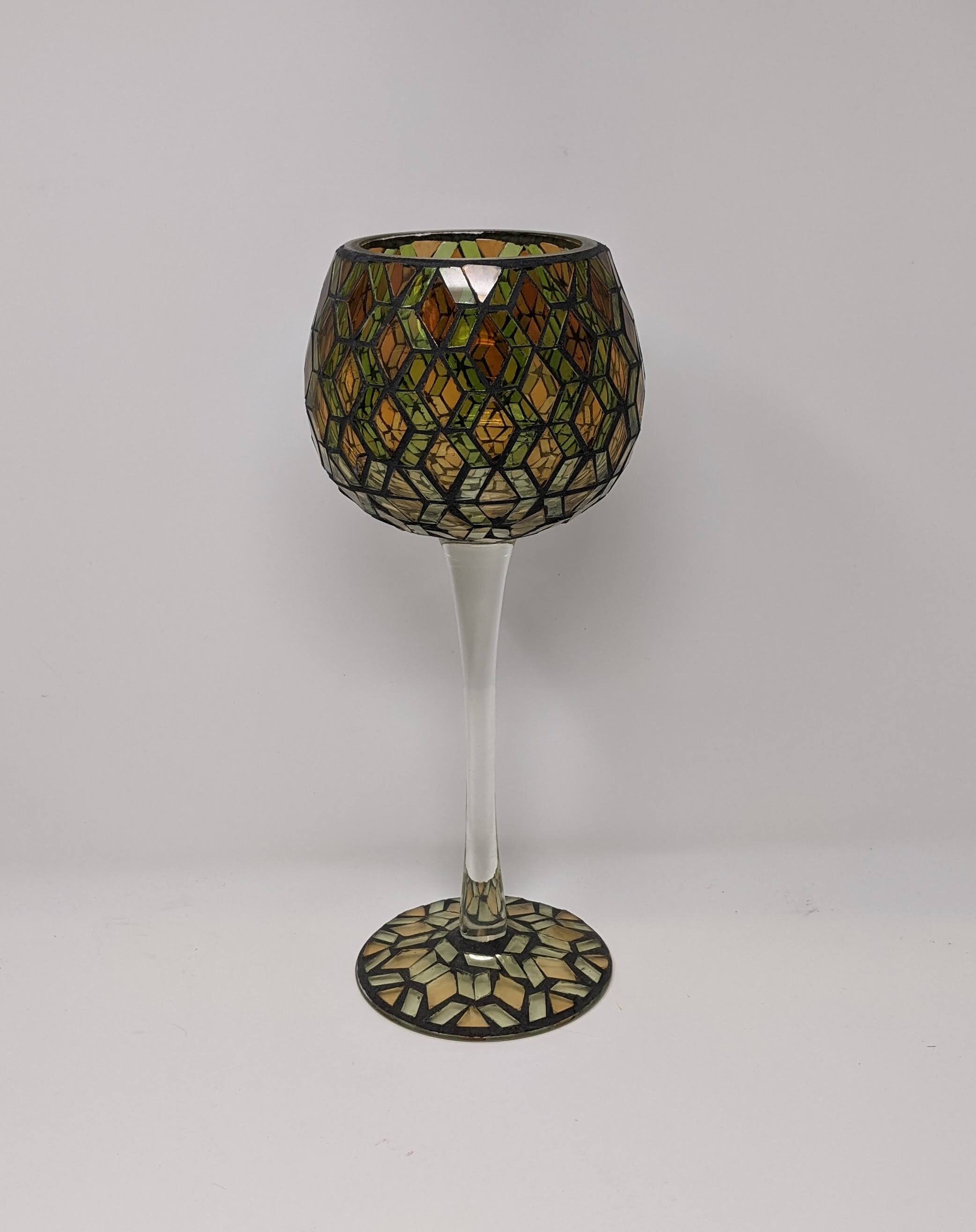 Three Stained Glass Goblets 10, 12 and 14 Inches High Etsy Canada