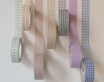 Washi tape samples - France | 1m | motif géométrique, carreaux, grille | mt | for scrapbooking, décoration de journal, planificateur