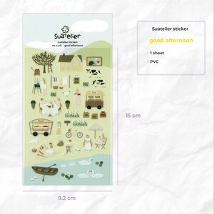 Suatelier Aufkleber | Guten Morgen, guten Tag | für Scrapbooking, Journal Planer, Karten Dekoration | Autocollant CoréenRetro Aufkleber