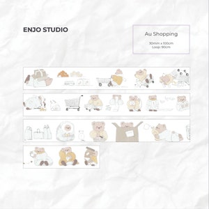 Washi Tape Muster 1m Washi, PET Enjo Studio Bärentäglich Dekoratives Klebeband für Scrapbooking, Dekoration de Karte Au Shopping