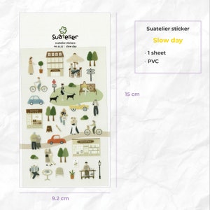 Suatelier Aufkleber | Slow, Happy, Rainy Day | 1 Bogen | für Scrapbooking, Journal Planer, Karten Dekoration | Autocollant Coréen