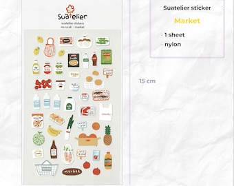 Suatelier Stickers | Market | for Scrapbooking, Journal Planner, Card Decoration | Autocollant Coréen Imperméable