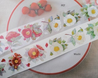 Washi tape samples - Frankrijk | 50cm | Camelia, kersenbloesem, paarse | PET | TIBR | voor scrapbooking, krantendecoratie, collage