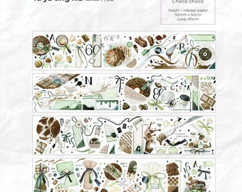 Washi-tape monsters | 100 cm | Choco Choco, Peer Peer | YaYaTingXia | Decoratieve tape voor scrapbooking, decoratie de carte