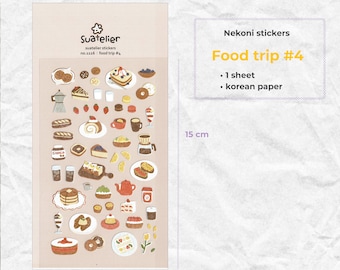Suatelier Stickers | Food trip 1, 2, 3, 4, 5, 6, 7  | 1 sheet | pour Scrapbooking, Journal Planner, Card Decoration | Autocollant Coréen