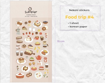 Suatelier Stickers | Food trip #1, #2, #3, #4, #5 | 1 sheet | pour Scrapbooking, Journal Planner, Card Decoration | Autocollant Coréen