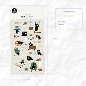 Adesivi Suatelier / Cat's catch, Cats have staff / 1 foglio / versare Scrapbooking, Journal Planner, Decorazione di carte / Autocollant Coréen