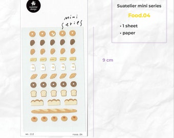 Suatelier Stickers | Mini Series | Food 01, 02, 03, 04 | for Scrapbooking, Journal Planner, Card Decoration | Autocollant Coréen