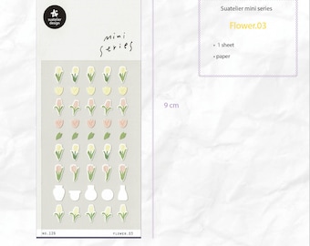 Suatelier Stickers | Mini Series | Cerisier, Tulipe, Tournesol | for Scrapbooking, Journal Planner, Card Decoration | Autocollant Coréen