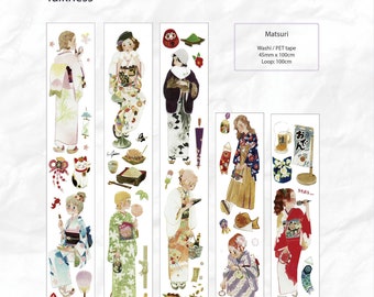 Washi tape samples - France | 100cm | Mouse Boy, Matsuri | Talkness | for scrapbooking, décoration de journal, collage