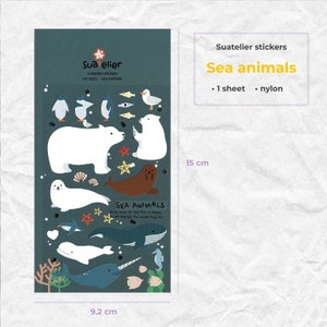 Suatelier-stickers | Zeedieren, landdieren, Serengeti | voor scrapbooking, dagboekplanner, kaartdecoratie | Autocollant-mignon
