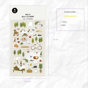 Suatelier Stickers / Giardino, Parco / 1 foglio / per Scrapbooking, Journal Planner, Decorazione di carte / Autocollant Coréen