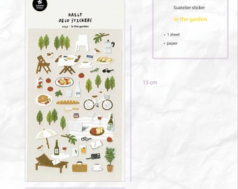 Suatelier Stickers | Garden, Park | 1 sheet | pour Scrapbooking, Journal Planner, Card Decoration | Autocollant Coréen