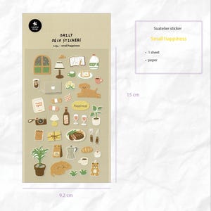 Stickers Suatelier | Petit bonheur, Chiot| pour le scrapbooking, agenda, décoration de cartes | Autocollant Coréen | Sticker rétro