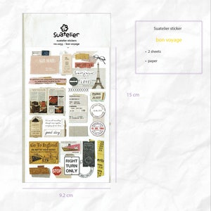 Adesivi Suatelier / Bon Voyage, Nota di viaggio / per Scrapbooking, Journal Planner, Decorazione di carte / Autocollant Coréen / Adesivo retrò