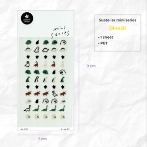 Stickers Suatelier | Mini série | Dino.01 | pour le scrapbooking, agenda, décoration de cartes | Autocollant coréen