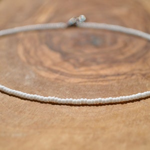 Frosty White Seed Bead Necklace - Choker - High Quality - Boho - Trendy - Surfer